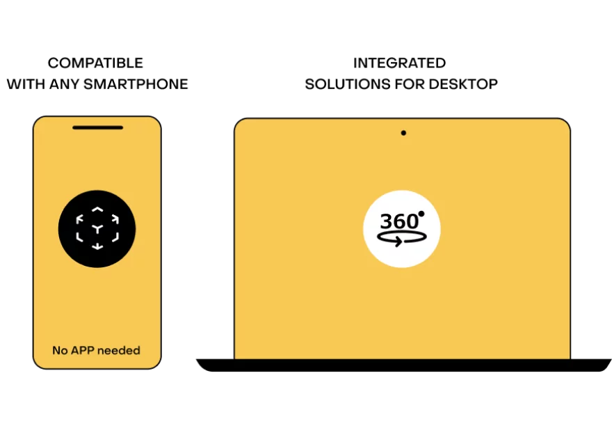 Compatibility with any smartphone without an app and desktop solutions with 360° inspection