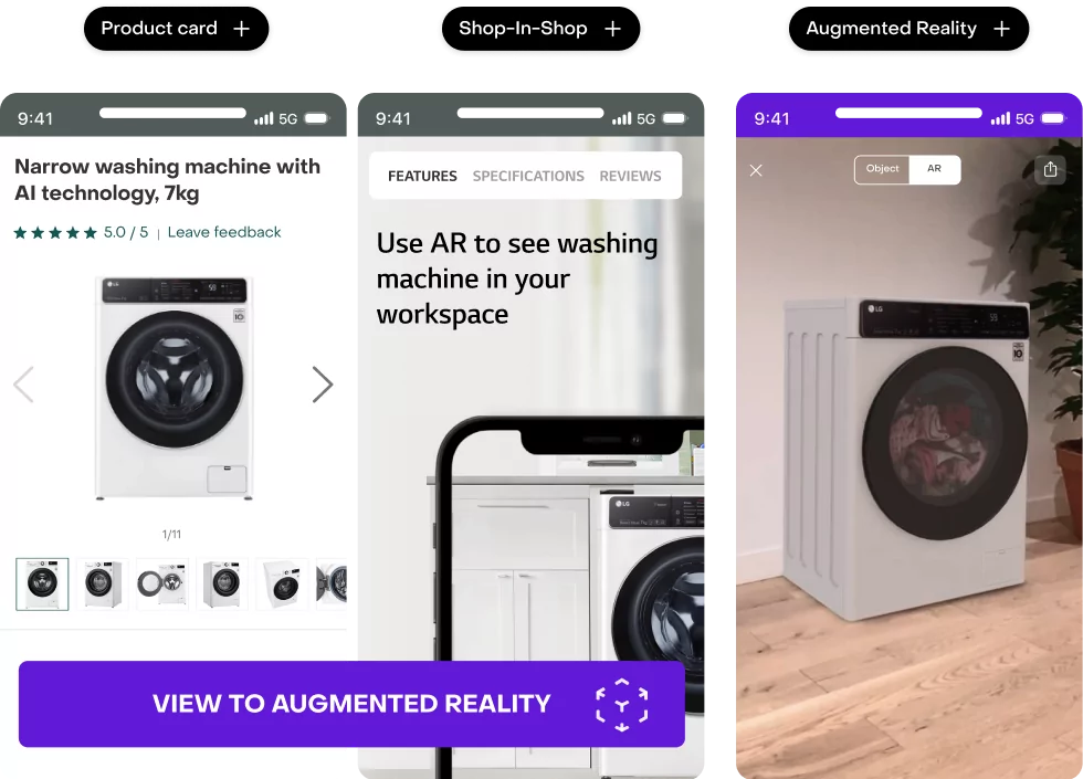 Launching AR from a product page without apps: from product listing to AR in a room